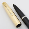 Parker 51 Aerometric Fountain Pen - Post-1952, Black, GF w Converging Lines, Medium-Fine 14k Nib (Excellent +, Works Well)