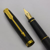 Parker 75 Fountain Pen - Black Lacquer, French, 18k Fine (Excellent, Works Well)