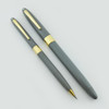 Sheaffer Valiant Snorkel Fountain Pen & Pencil Set - Grey, Fine (Excellent + in Box, Restored)