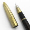 Sheaffer Crest 5000 Fountain Pen (Rare) - Black, Solid Gold Cap, Vac-Fil, Fine (Excellent, Restored)