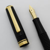 Platinum 3776 Gathered Fountain Pen - Black Ribbed w Gold Plated Trim, 14k Semi-flex Extra Fine Nib (Superior, Works Well)