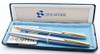 Sheaffer Stylist Fountain Pen Set - Brushed Silver with Gold Clips and Trim, Fine Triumph Nib (NOS, Boxed)