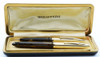 Sheaffer Lifetime Crest 1375 Fountain Pen and Pencil Set (Early Version) - Golden Brown, Vac-Fil, Medium Italic Open Nib (Superior in Box, Restored)