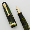 Parker Challenger Fountain Pen (1935) - Green Marble, Medium Nib (Excellent +, Restored)