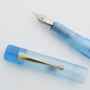 PSPW Prototype Fountain Pen - Clear Light Blue Alumilite, Oversize w Long Tail, with Clip, Jowo #6 Nibs