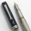 Montegrappa 300 Series Fountain Pen - Blue Cap, Sterling Silver Barrel, 18k Medium Nib (Excellent +, Works Well)