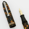 Excelsior 625 Fountain Pen -  Brown and Black Marble,  14k Fine Semi Flex Nib (Excellent, Restored)