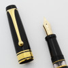 Aurora Optima Fountain Pen - Black and Gold, Fine 14k Nib (Excellent +, Works Well)