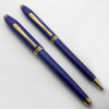 Cross Townsend Fountain Pen Set - Lapis Lazuli Lacquer, GP Trim, 18k Medium (Near Mint, Work Well)