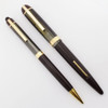 Eversharp Skyline Fountain Pen Set - Dubonnet Red w Striated Cap, Wide Band, 14k Extra Fine Nib (Very Nice, Restored)