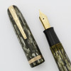 Moore 94-A Fountain Pen (1940s) - Gray & Green Striped Marble, 14k Fine Life Maniflex Nib (Excellent, Restored)