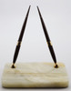 Sheaffer 4501M Imperial Double Desk Pen Set - Brown BP & FP, Marble Base, Broad 14k Nib (Superior, Work Well)