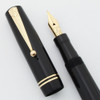 Mabie Todd Swan Fountain Pen - Black w Gold Trim, Flexible Fine Swan #2 Nib (Excellent, Restored)