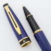 Waterman Expert I Rollerball - Blue Lacquer, Gold Plated Trim (Near Mint, Works Well)