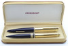 Eversharp Skyline Fountain Pen Set - Navy Blue w Grooved GF Cap, 14k Flexible Medium Nib (Superior in Box, Restored)
