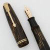 Parker Vacumatic Junior Fountain Pen (1939) - Brown Shadow Wave, Star Clip, Fine (Excellent, Restored)