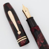 Rexall Monogram Fountain Pen by Kraker - Red Marble, Oversize, Fine 14k Nib (Superior, Restored)