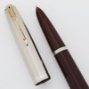 Parker 51 Vacumatic Fountain Pen (1940s) - Cordovan Brown, Lustraloy Cap, Blue Diamond Clip, Medium Fine Nib (Excellent +, Restored)