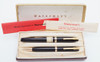 Waterman W3 Fountain Pen and Pencil Set - England, Black, Flexible Medium-Fine Italic Nib (Superior in Box, Restored)