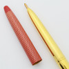 Parker-Eversharp Kimberly Gamin "Tiara" Mini- Ballpoint (1959) - Gold with Red Fish Scale Cap (Mint, Needs Refill)