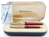 Waterman CF Fountain Pen Set - 1950s, Red w Gold Plated Caps, 14k Fine Semi-Flex, (Excellent in Box, Work Well)