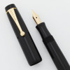 Parker Duofold Junior Pen (1930s) - Raven Black, Streamline, Bandless, Flexible Fine Nib (Excellent +, Restored)