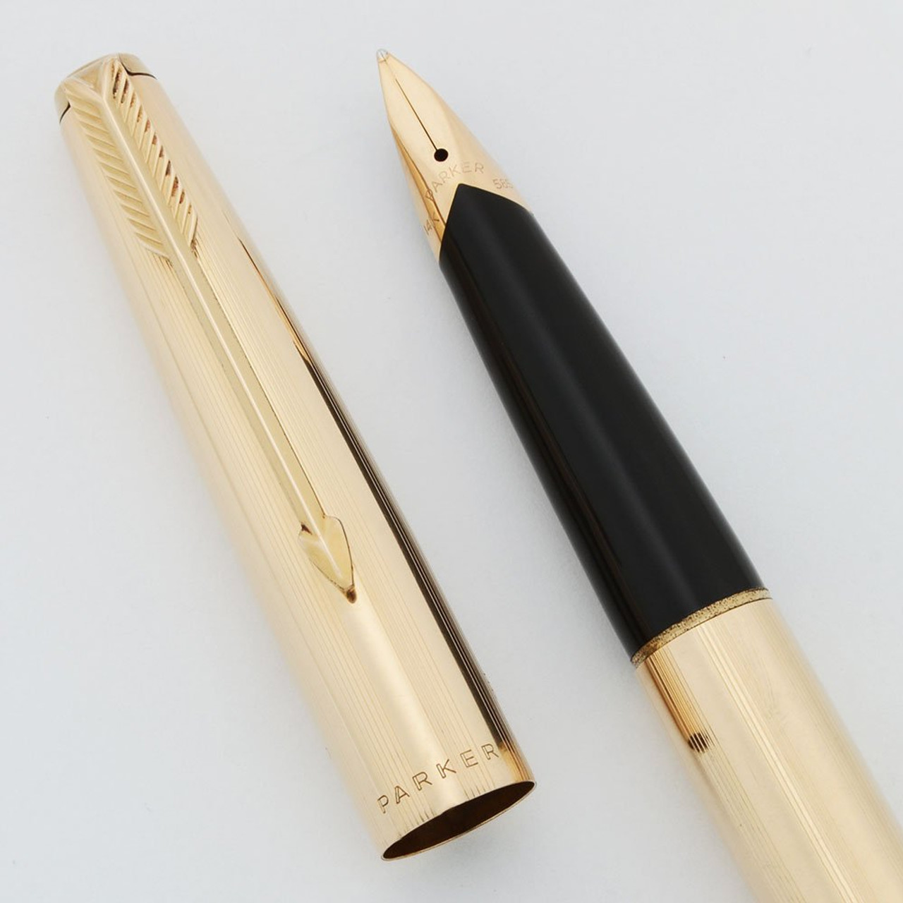 Parker 65 Custom Fountain Pen Rolled Gold, MediumBroad 14k Semi
