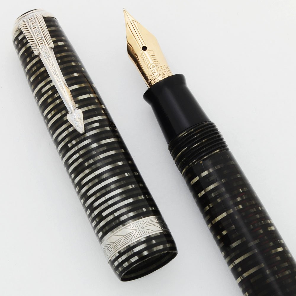 Parker Vacumatic Debutante Fountain Pen (Canada, 1940s) Silver Pearl