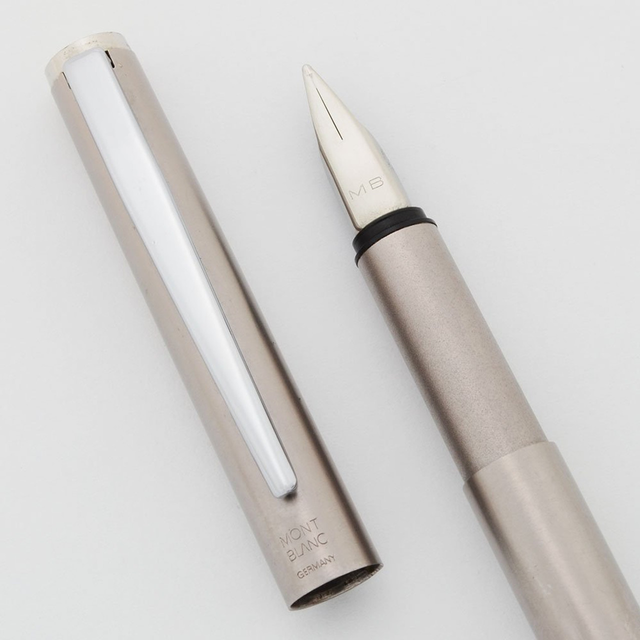 Montblanc Noblesse I Fountain Pen - Brushed Steel, Nickel Plated Trim, Broad Steel Nib (Very Nice, Works Well)