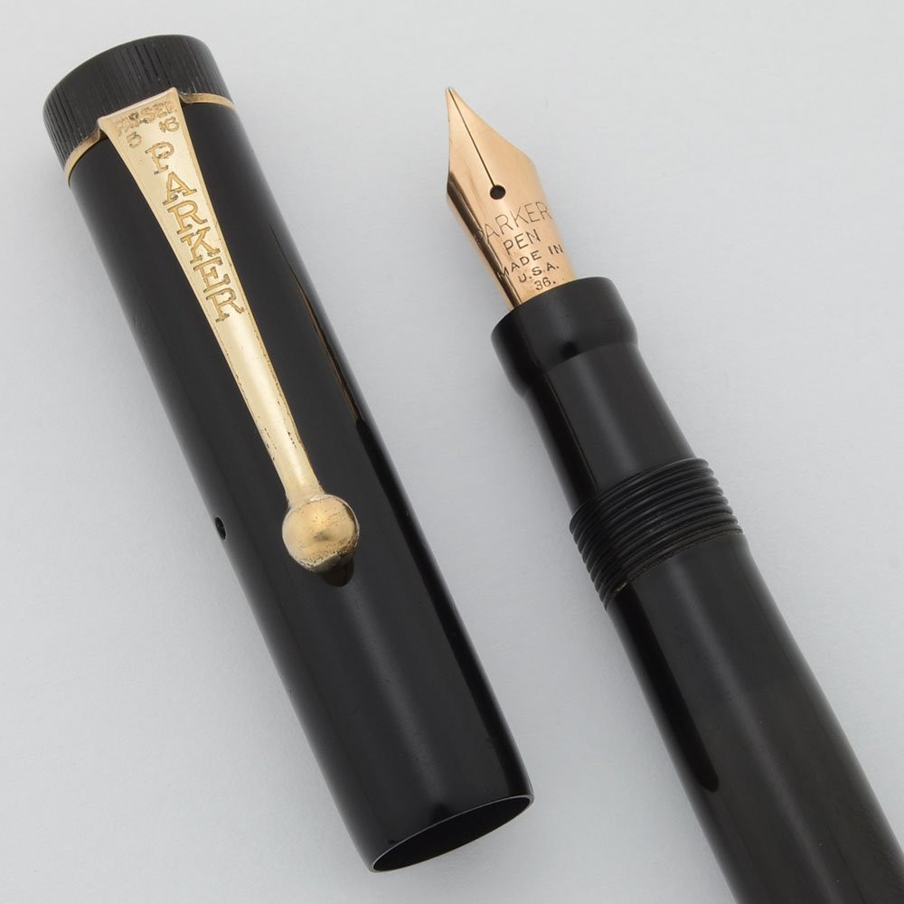 Parker Lady Duofold Pen (1920s) - Black Hard Rubber, Bandless