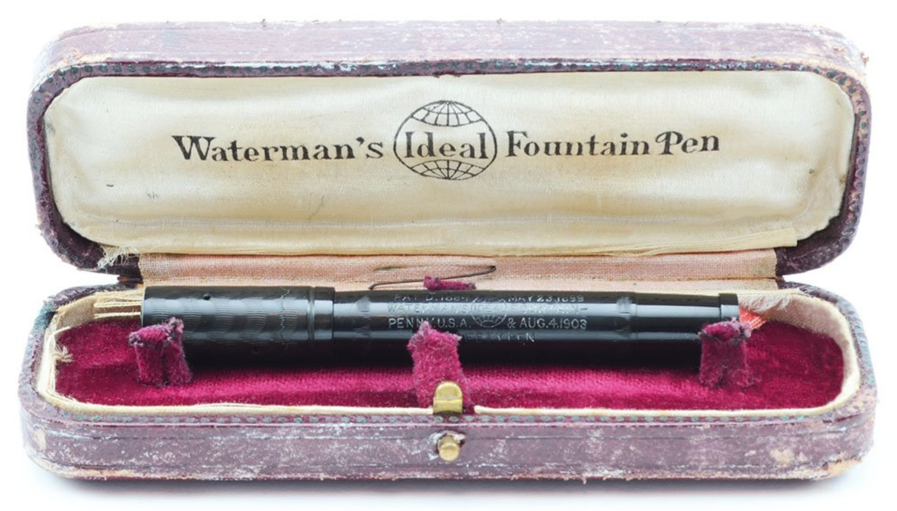 Waterman 42 1/2 V "Baby" Safety Pen - BCHR, Fine Waterman New York Flexible Nib (Superior in Box, Restored) Waterman 42 1/2 V "Baby" Safety Pen - BCHR, Fine Waterman New York Flexible Nib (Superior in Box, Restored)
