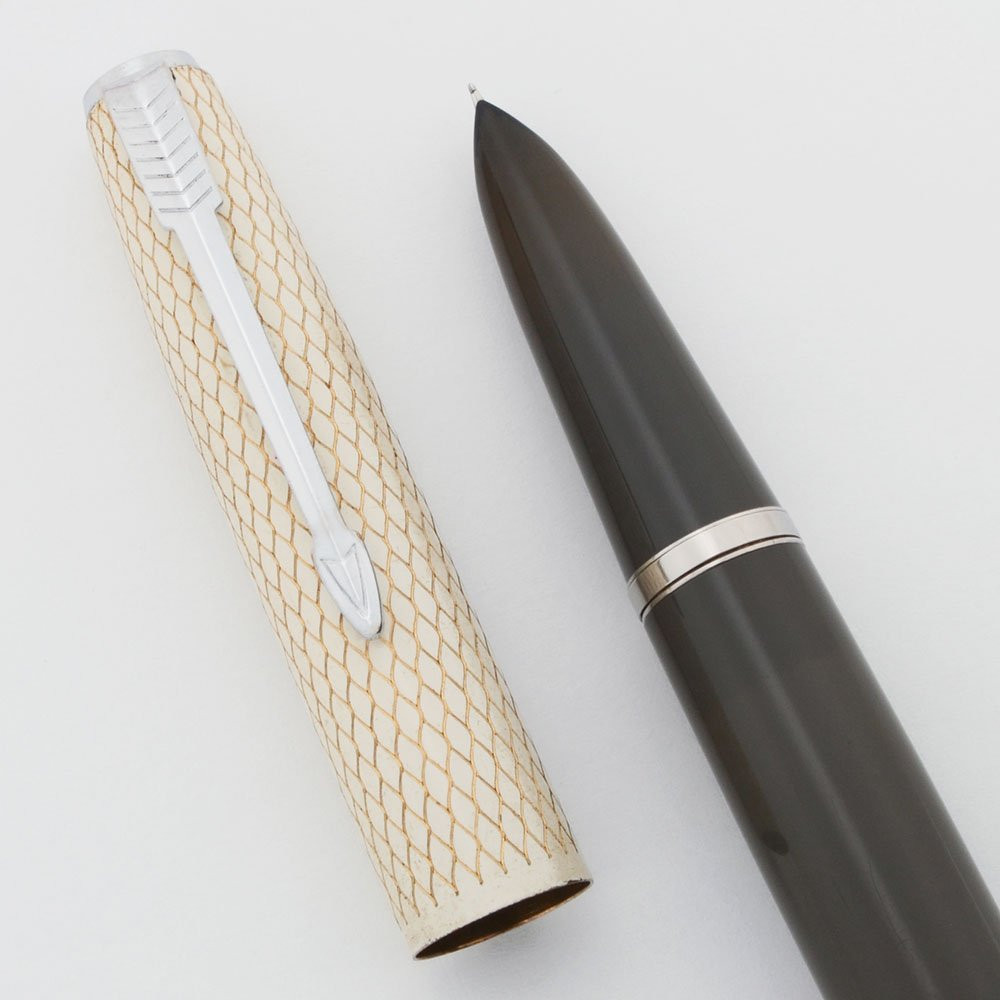 Parker 41 Debutante Fountain Pen - Gray, Fish Scale Cap, Fine