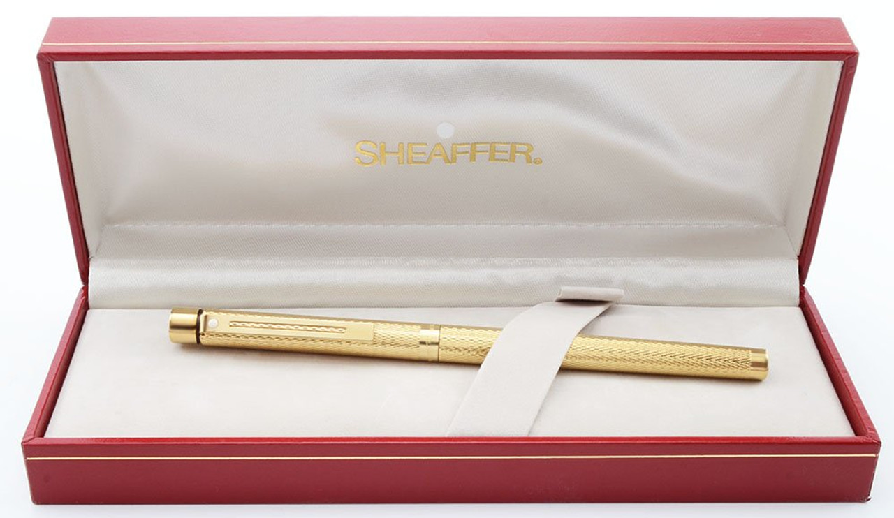 Sheaffer Targa 1009S Fountain Pen - Gold Barleycorn, 14k Nibs, Slim Converter Included (New Old Stock in Box)