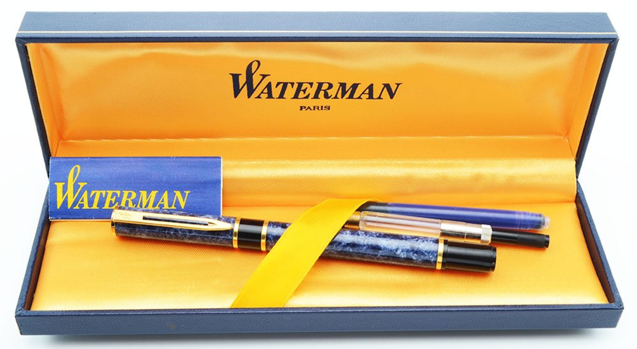 Waterman Laureat I Fountain Pen - Blue Marble, Medium Nib (Excellent in Box, Works Well)