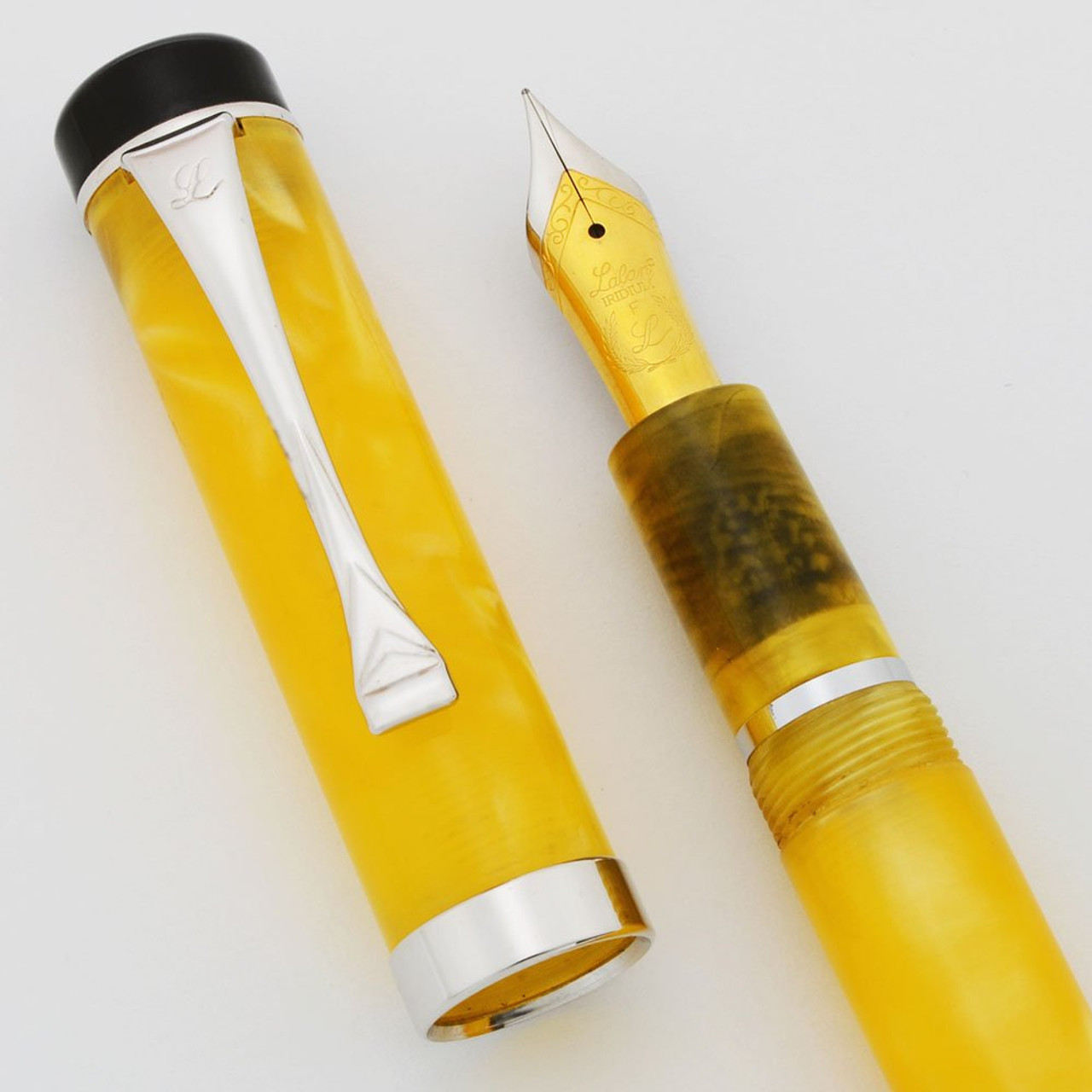 Laban Celebration Fountain Pen - Yellow Marble, Fine Two-Tone Steel Nib (Near Mint in Box, Works Well)