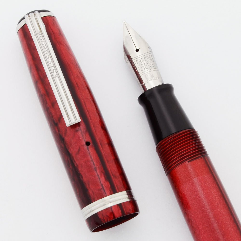Esterbrook J Fountain Pen - Red, 9668 Medium Nib (Excellent, Restored) - 18000