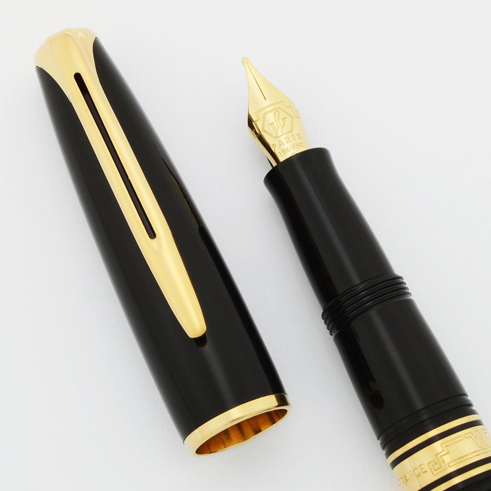 Waterman Charleston Fountain Pen - Ebony Black, Gold Trim, Medium