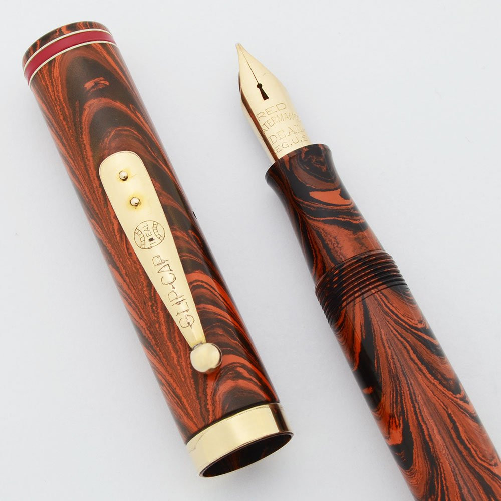 Waterman ウォーターマン万年筆 No.7 レッドバンド　ペン先Red金 Waterman 7 Colorband Red Ripple Fountain Pen - Red Band, Flexible