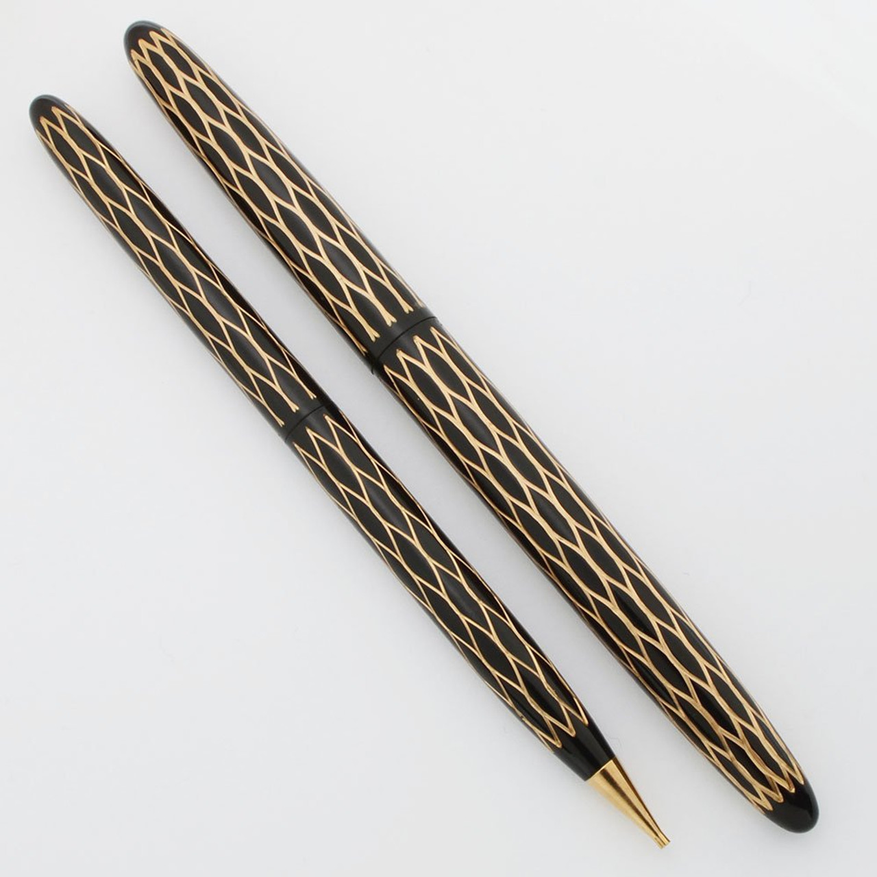 Lady Sheaffer XI Skripsert Pen Set (1959) - Black Gold Tulle Extra-Fine Steel Nib, .9mm Leads (Excellent in Box, Works Well)