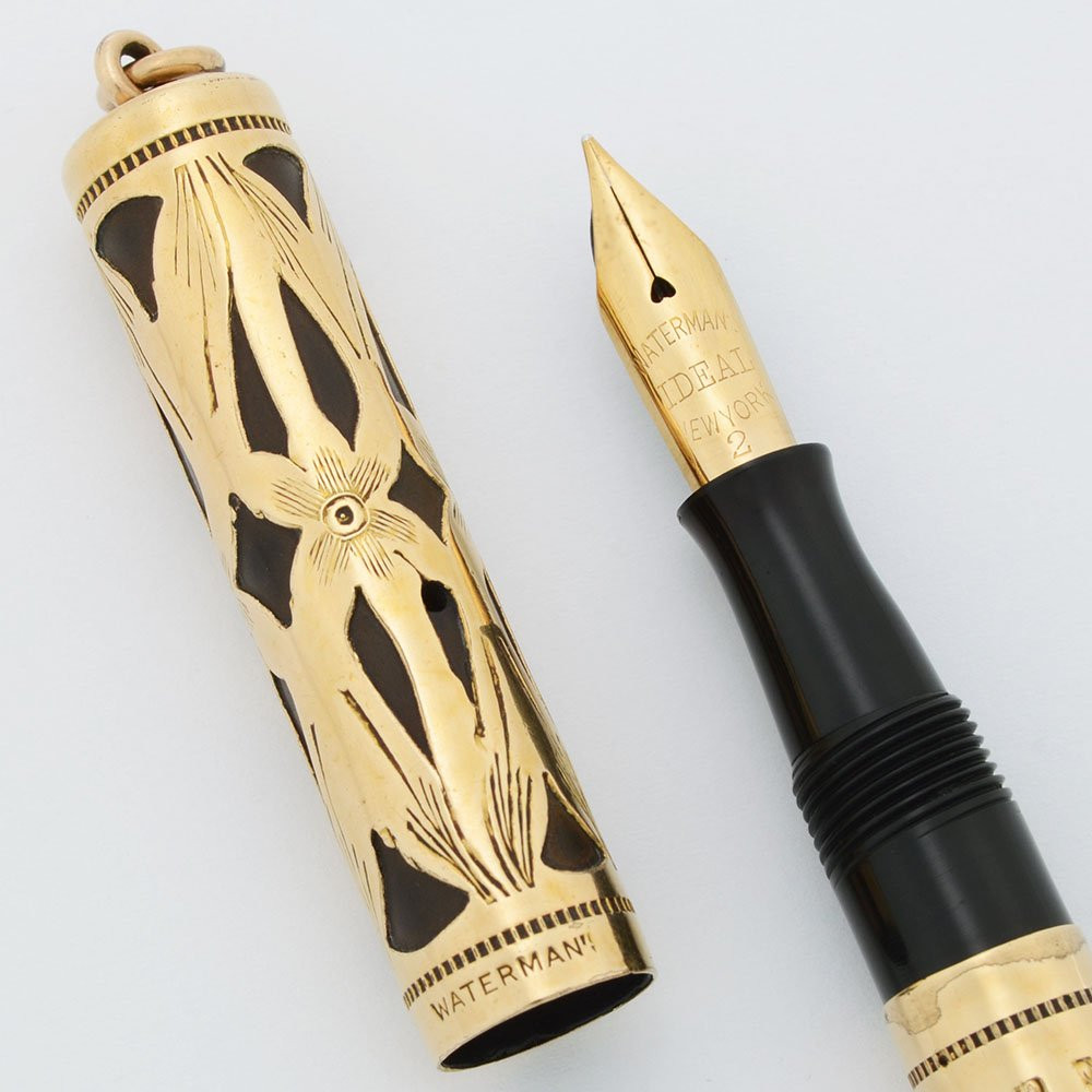 Waterman 0552 1/2 V Fountain Pen - Basketweave Filigree, Flexible New York #2 Nib (Very Nice, Restored)