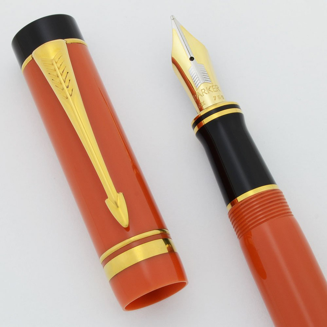Parker Duofold Centennial SE Fountain Pen (1991) - Orange, Medium 18k Nib (Excellent, Works Well)