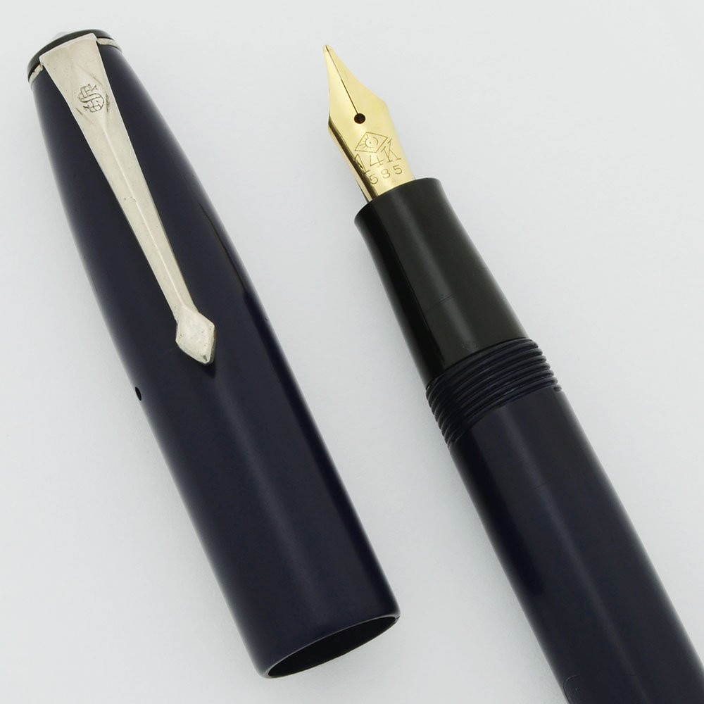 Conway Stewart 15 Vintage Fountain Pen - Deep Blue, 14k Broad Semi