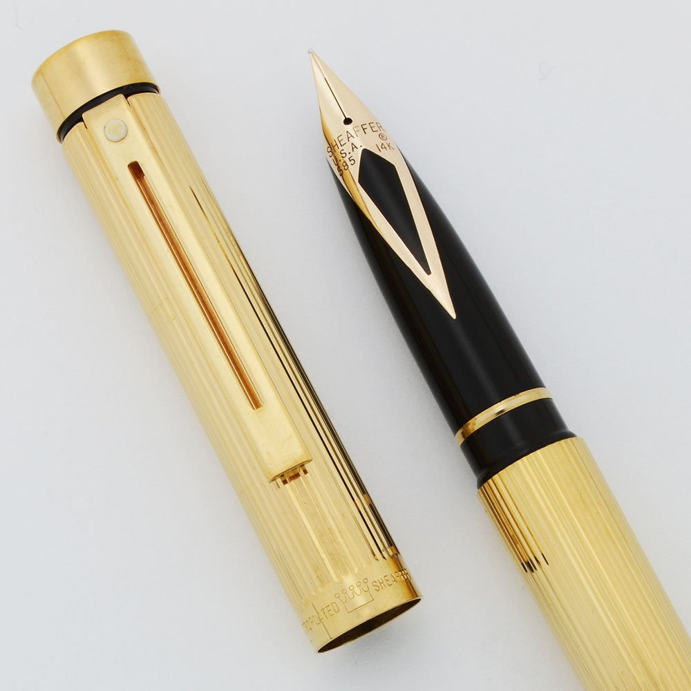 値下げ！SHEAFFER Targa by Sheaffer 万年筆 14K Sheaffer Targa 1005 Fountain Pen - Gold Fluted, Fine 14k Nib