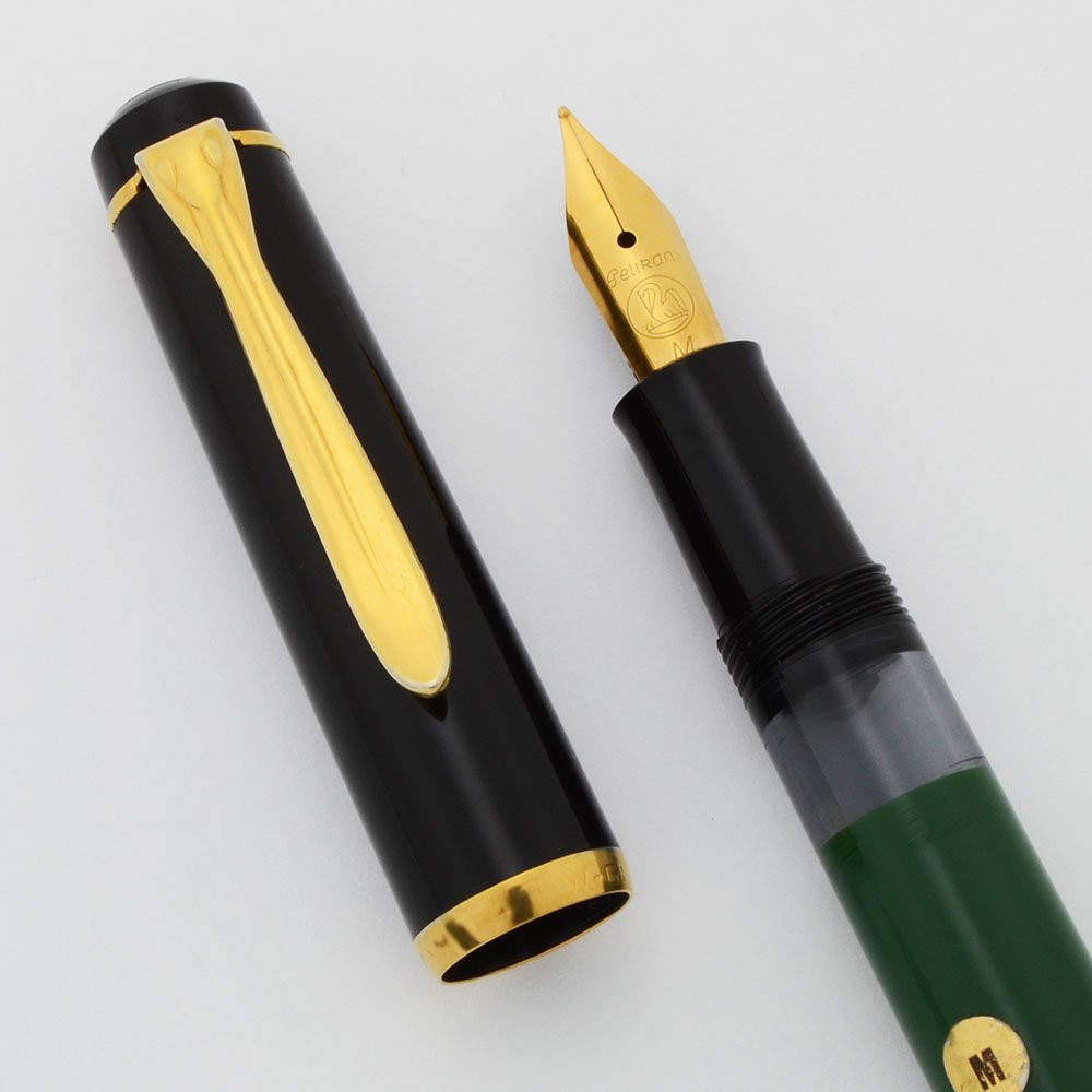 Pelikan M150 Fountain Pen - Old Style, Black Green, Gold Trim