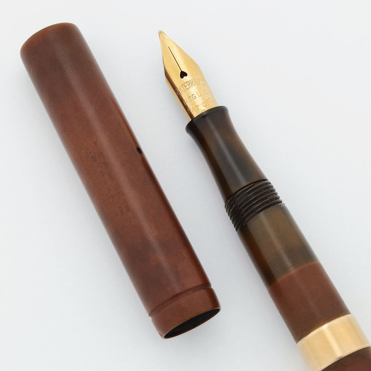 Waterman 52 1/2 Fountain Pen - BCHR w Two 9k Bands, Flexible Fine Nib (Excellent, Restored)