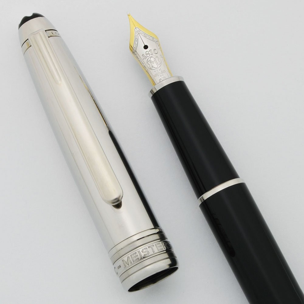 Montblanc Solitaire Doue Steel Fountain Pen - 18k Medium Nib (Excellent, Works Well)