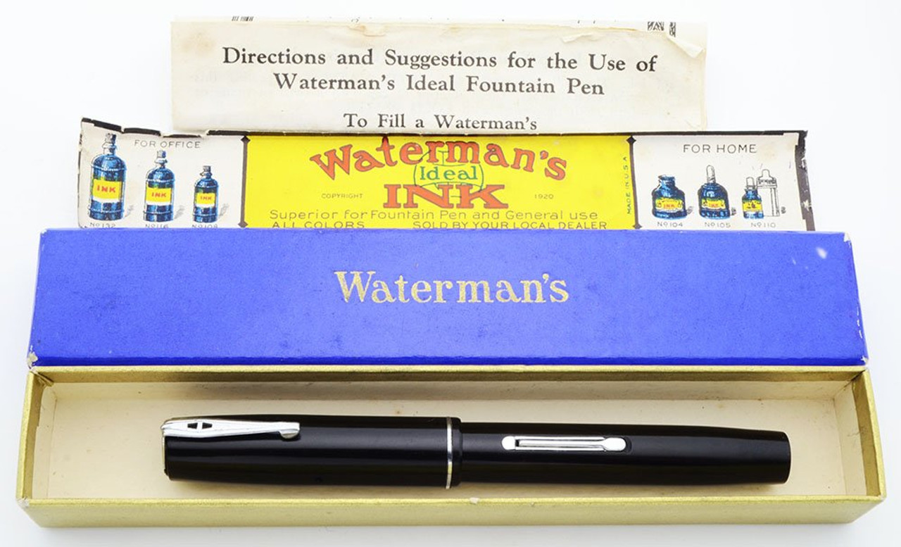 Waterman 32V Fountain Pen - Black, Medium-Fine Flex Nib (Excellent + In Box, Restored)