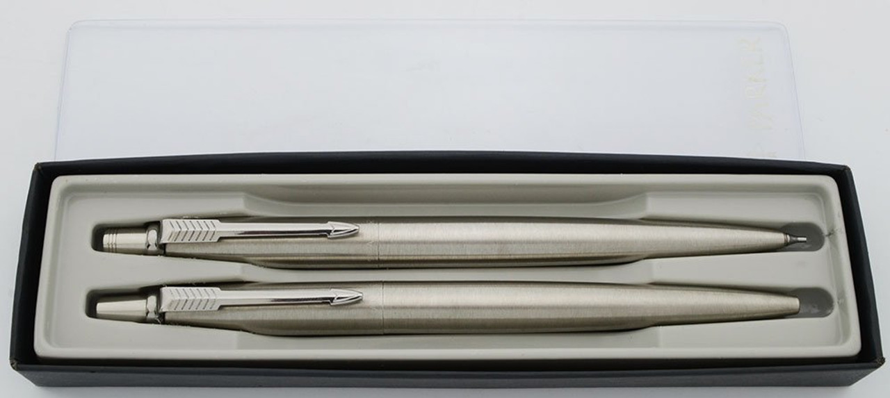 Parker Jotter Ballpoint & Pencil Set (1996) - Flighter Stainless Steel (Near Mint in Box)