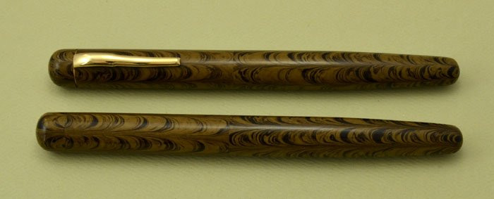 Ranga Ebonite 4cs - Blow-Filler, 14k Flexible Fine, Matte Olive Ripple