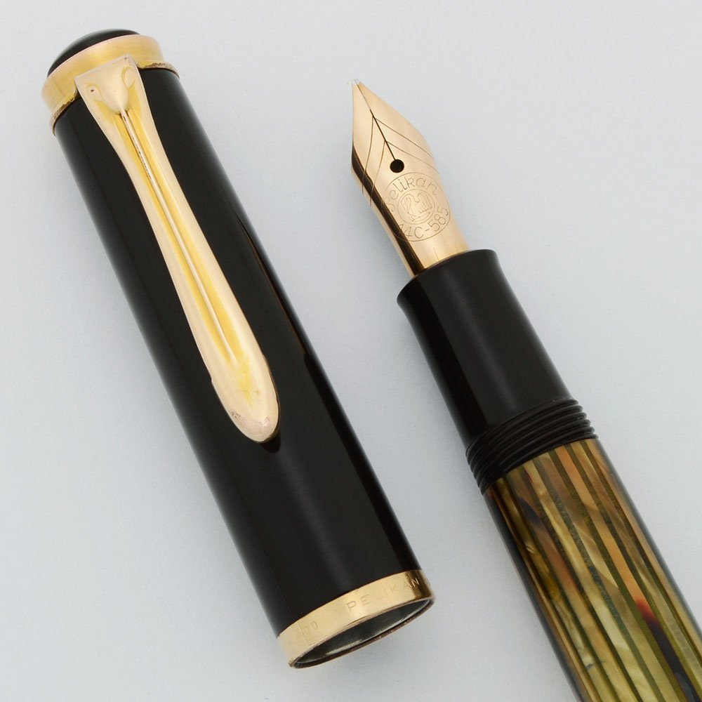 Pelikan 400 Fountain Pen (195056) Brown Tortoise Striped, 14k Fine (Excellent, Works Well